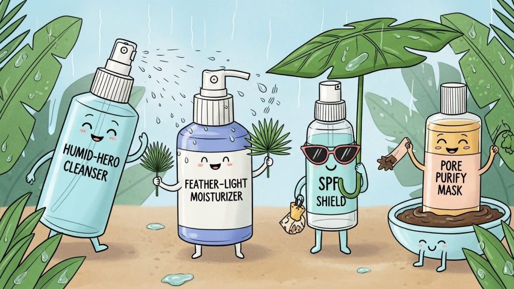 Gentle cleansing step in the best skincare routine for humid climate to control oil